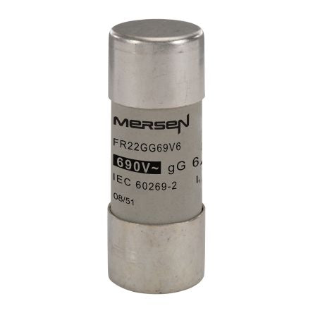 Mersen 6A Slow-Blow Ceramic Cartridge Fuse, 22.2 x 58mm [P222216]; 247-2860