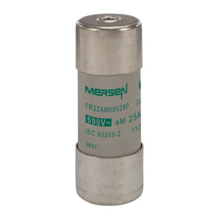 Mersen 25A Slow-Blow Ceramic Cartridge Fuse, 22.2 x 58mm [Q213615]; 247-2868