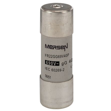Mersen 40A Slow-Blow Ceramic Cartridge Fuse, 22.2 x 58mm [R212075]; 247-2874