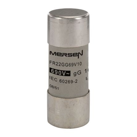Mersen 10A Slow-Blow Ceramic Cartridge Fuse, 22.2 x 58mm [T200761]; 247-2901