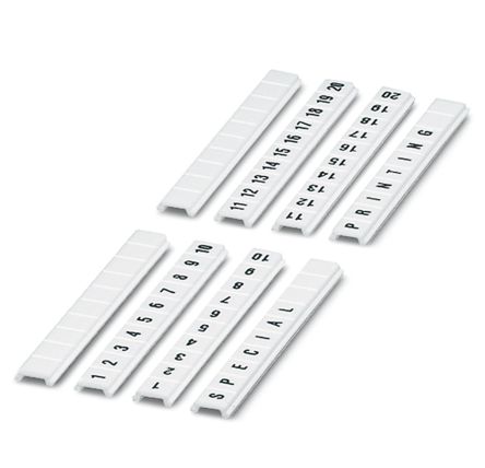 Phoenix Contact, LGS:UNGERADE ZAHLEN 1-19, ZBF 5 Zack Marker Strip Flat for use with Terminal Block Width 5 mm [0810863:0001]; 248-2171