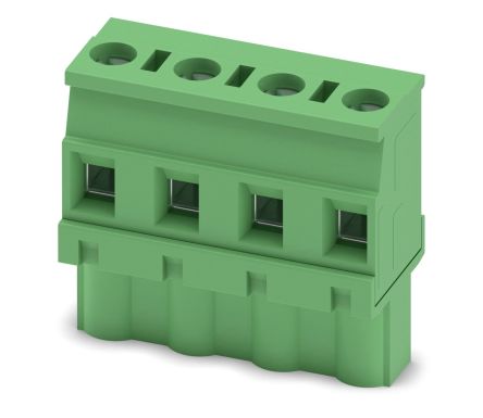 Phoenix Contact, 7.5mm Pitch, 62, SPC 5/ 3-STCL-7, 4 Way, Right Angle, Pluggable Terminal Block, Plug, Cable Mount, [1737835]; 248-2372