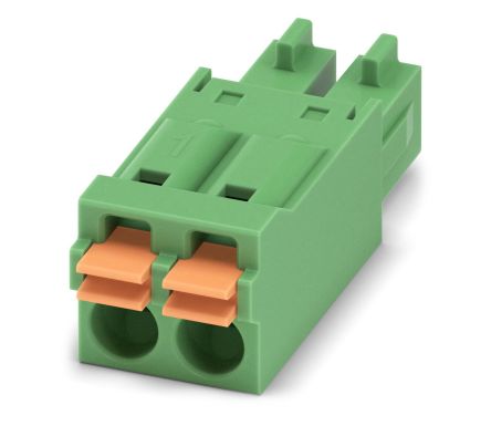 Phoenix Contact, 3.81mm Pitch, FMC 1,5/ 2-ST-3,81, 2 Way, , Pluggable Terminal Block, Plug, Cable Mount, Spring Cage [1745894]; 248-2374