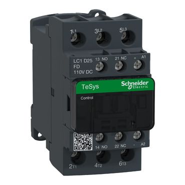 Schneider Electric TeSys D Contactor, 110 V dc Coil, 3-Pole, 25 A, 11 kW, 3NO [LC1D25FD]; 248-4092