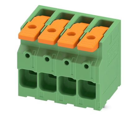 Phoenix Contact PCB Terminal Block, 4-Contact, 10mm Pitch, Through Hole Mount, 1-Row [1119812]; 249-2988