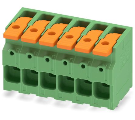 Phoenix Contact PCB Terminal Block, 6-Contact, 10mm Pitch, Through Hole Mount, 1-Row [1119815]; 249-2989