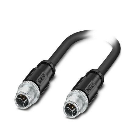 Phoenix Contact, 1m Cat5, Black M12 to Male M12 Male, Tinned Copper Braid Shielded, Terminated [1275330]; 249-3018