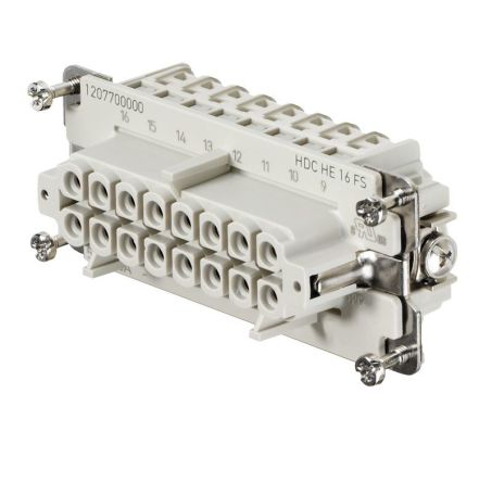 Weidmuller Contact Insert, 16A, Female, HE Series, 16 Contacts [1207700000]; 249-3431