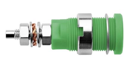 Schutzinger Green Male Banana Socket, M4 Thread Termination, 32A, 1kV [RS SEB 6446 Ni / GN]; 249-4818
