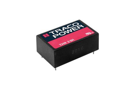 TRACOPOWER THR 3WI Isolated DC-DC Converter, 15V dc/, 18 → 75 V dc Input, 3W, PCB [THR 3-4813WI]; 249-5521