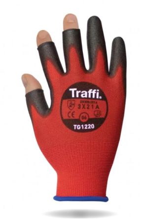 Traffi Red Polyethylene Cut Resistant Cut Resistant Gloves, Size 7, Polyurethane Coating [TG1220-07]; 250-1014