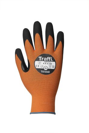 Traffi Amber Nitrile, Nylon Cut Resistant Cut Resistant Gloves, Size 10, Nitrile Coating [TG3240-10]; 250-1064