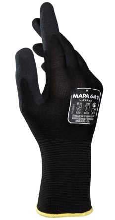 Mapa ULTRANE 641 Black Nitrile Breathable Gloves, Size 10, Nitrile Foam Coating [34641020]; 250-7412