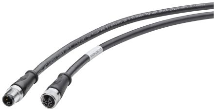 Siemens Straight Male M12 to Straight Female M12 Sensor Actuator Cable, 2m [6XV18016DH20]; 250-7495