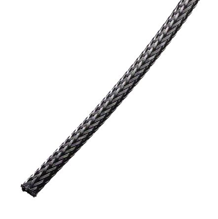 RS PRO Expandable Braided PET Black Cable Sleeve, 6mm Diameter, 100m Length [0]; 251-0828