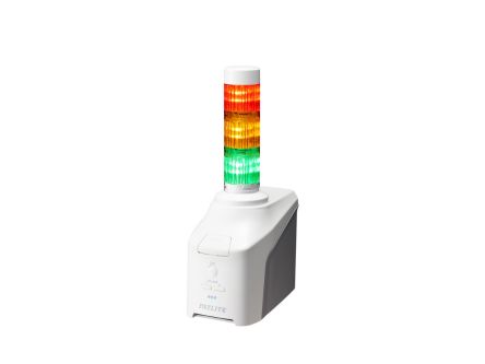 Patlite NHV4 Series Multicolour Voice Annunciator Signal Tower, 3 Lights, 42.5 → 57 V [NHV4-3N-RYG]; 252-0087