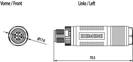 Siemens Plug Ethernet Connector, Cable Mount, Cat6a Straight 4 x 2 Port 8 -Way [6GK19010DB506AA0]; 253-0810