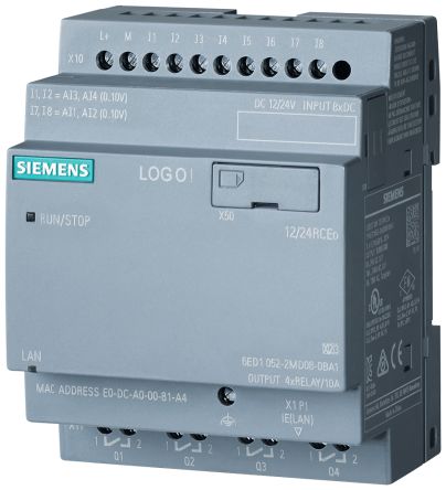 Siemens SIPLUS LOGO Series Logic Module for Use with SIPLUS LOGO, Relay Output, 8-Input, Analog, Digital Input [6AG10522MD087BA1]; 254-0418