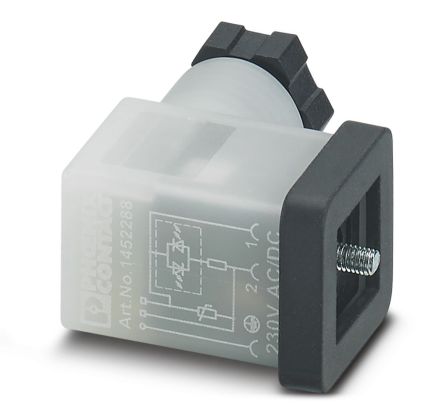 Phoenix Contact, Male Solenoid Valve Connector with Indicator Light, 24 V ac Voltage [1452291]; 254-4641