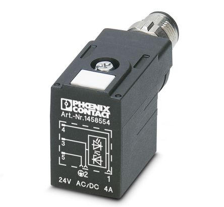Phoenix Contact, Male Solenoid Valve Connector with Indicator Light, 24 V ac Voltage [1458554]; 254-4648