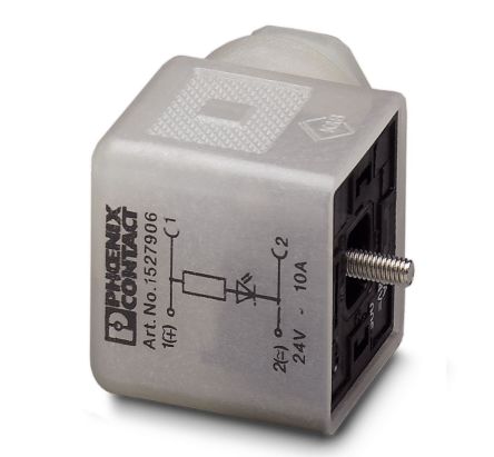Phoenix Contact Solenoid Valve Connector with Indicator Light, 24 V ac Voltage [1527906]; 254-4672