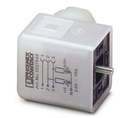 Phoenix Contact Solenoid Valve Connector with Indicator Light, 24 V ac Voltage [1527948]; 254-4673