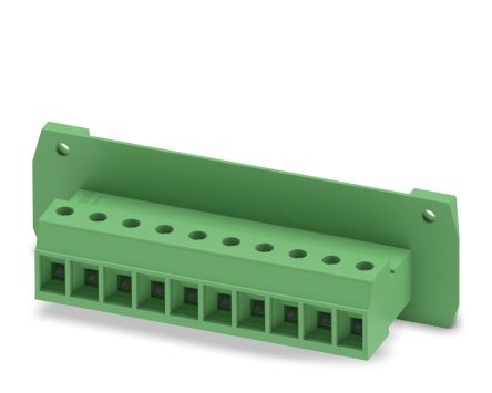 Phoenix Contact, 7.62mm Pitch, COMBICON PC, 10 Way, , Pluggable Terminal Block, Feed Through Header, Cable Mount, Panel [1840638]; 254-4746