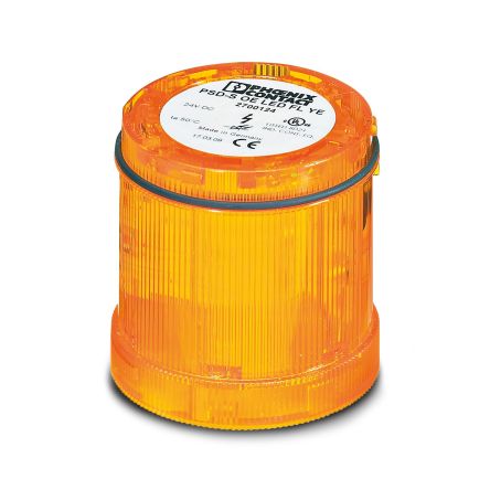 Phoenix Contact PSD Series Yellow Flashing Beacon, 24 V dc, Base Mounted, Surface Mounted, Flashing, LED Bulb [2700124]; 254-4788