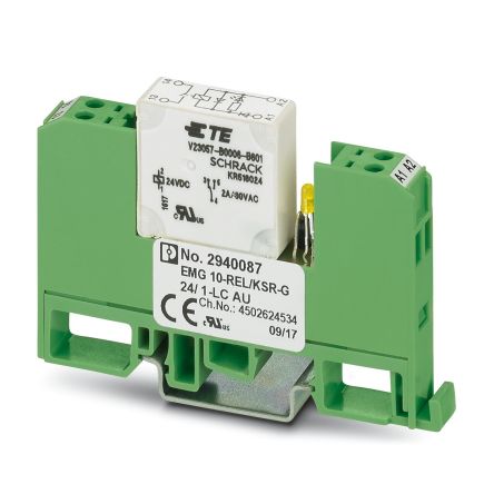 Phoenix Contact EMG Series Relay Module, DIN Rail Mount, 24V dc Coil, SPST, 2A Load [2940087]; 254-4836