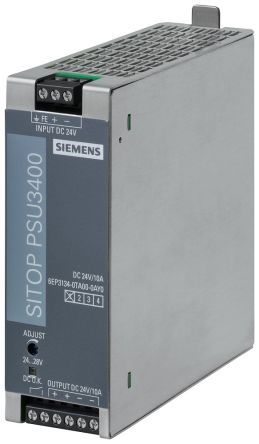Siemens 6EP3134 DC-DC Converter, 24V dc/ 10A Output, 260W, DIN Rail Mount [6AG21340TA003AY0]; 255-3791