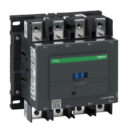 Schneider Electric TeSys D LC1D Contactor, 24 V Coil, 4-Pole, 115 A, 1 NO + 1 NC [LC1D1150046M5]; 256-4262