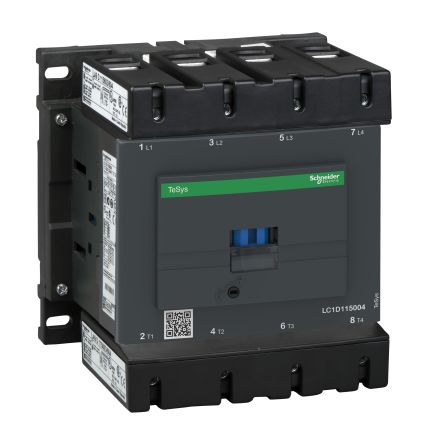 Schneider Electric TeSys D LC1D Contactor, 110 V Coil, 4-Pole, 115 A, 1 NO + 1 NC, 110 V [LC1D115004FD]; 256-4263