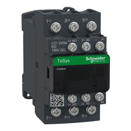 Schneider Electric TeSys D LC1D Contactor, 100 V Coil, 3-Pole, 25 A, 1 NO + 1 NC [LC1D256KD]; 256-4325
