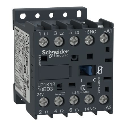 Schneider Electric TeSys K LP1K Contactor, 72 V Coil, 3-Pole, 12 A, 1 NO + 1 NC [LP1K1210SD3]; 256-6617