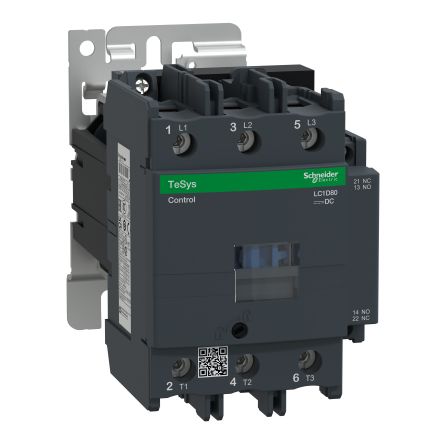 Schneider Electric TeSys D LC1D Contactor, 110 V Coil, 3-Pole, 80 A, 1 NO + 1 NC [LC1D80FW]; 257-0828