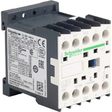 Schneider Electric TeSys K LC1K Contactor, 2-Pole, 12 A, 1 NO + 1 NC [LC1K12008F7S17]; 257-0939