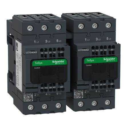 Schneider Electric TeSys D LC2D Reversing Contactor, 3-Pole, 40 A, 1 NO + 1 NC [LC2D40A3FE7]; 257-1002