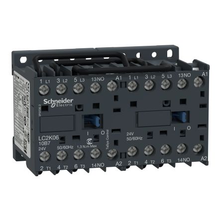 Schneider Electric TeSys K LC2K Reversing Contactor, 3-Pole, 6 A, 1 NO + 1 NC [LC2K0610V7]; 257-1038