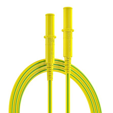 RS PRO Test Leads, 10A, 1000V, Green/Yellow, 250mm Lead Length [0]; 261-6469
