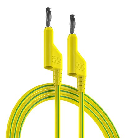 RS PRO Test Leads, 10A, 1000V, Green/Yellow, 500mm Lead Length [0]; 261-6523