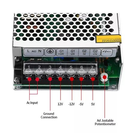 RS PRO Embedded Switch Mode Power Supply (SMPS), 12V dc, 6A, 54W, Dual Output, 85 → 264V ac Input Voltage [0]; 262-9105