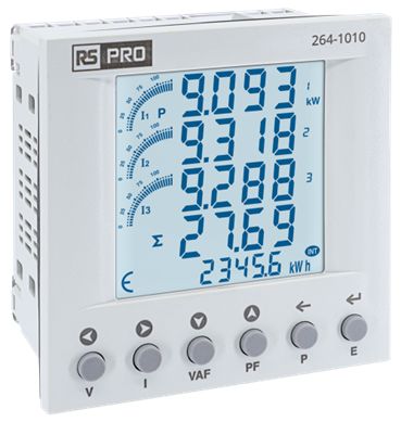 RS PRO 3 Phase LCD Energy MeterEnergy Meter [0]; 264-1010