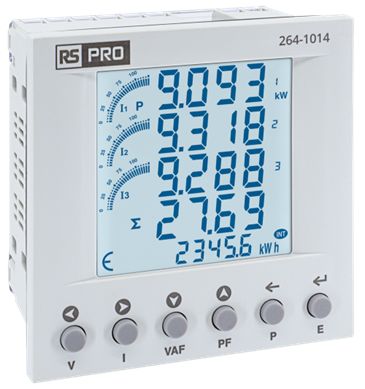RS PRO 1, 3 Phase LCD Energy MeterEnergy Meter [0]; 264-1014