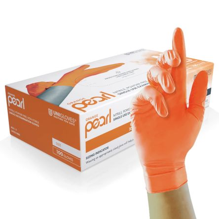 Unigloves GP0*** Orange Powder-Free Nitrile Disposable Gloves, Size M, 100 per Pack [GP0133]; 264-6981