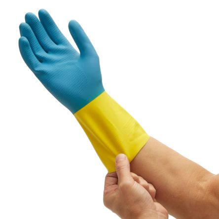 Kimberly Clark G80 Blue Latex Chemical Resistant Gloves, Size 8, Latex, Neoprene Coating [38742]; 266-4329