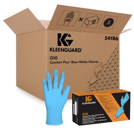 Kimberly Clark G10 Blue Powdered Nitrile Disposable Gloves, Size S, 1000 per Pack [54186]; 266-4340
