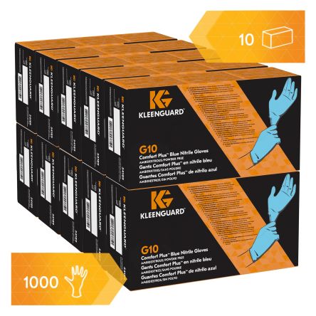 Kimberly Clark G10 Blue Powdered Nitrile Disposable Gloves, Size XL, 1000 per Pack [54189]; 266-4343
