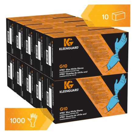 Kimberly Clark G10 Blue Powdered Nitrile Disposable Gloves, Size L, 1000 per Pack [54423]; 266-4352