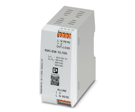 Phoenix Contact 20A 230 V ac, DIN Rail EMC Filter, Single Phase [1292316]; 267-1694