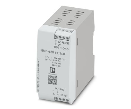 Phoenix Contact 10A 230 V ac, DIN Rail EMC Filter, Single Phase [1292320]; 267-1697